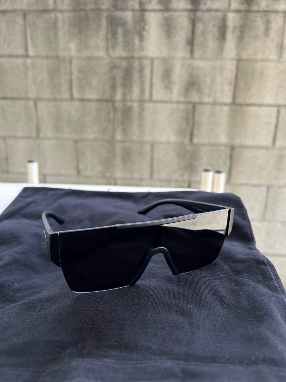 Burberry Men’s Black Shield Sunglasses with Chrome Accents